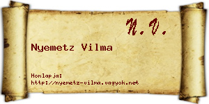 Nyemetz Vilma névjegykártya